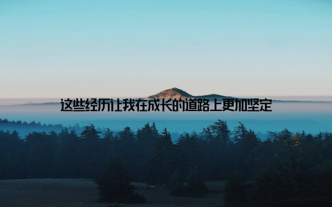 这些经历让我在成长的道路上更加坚定